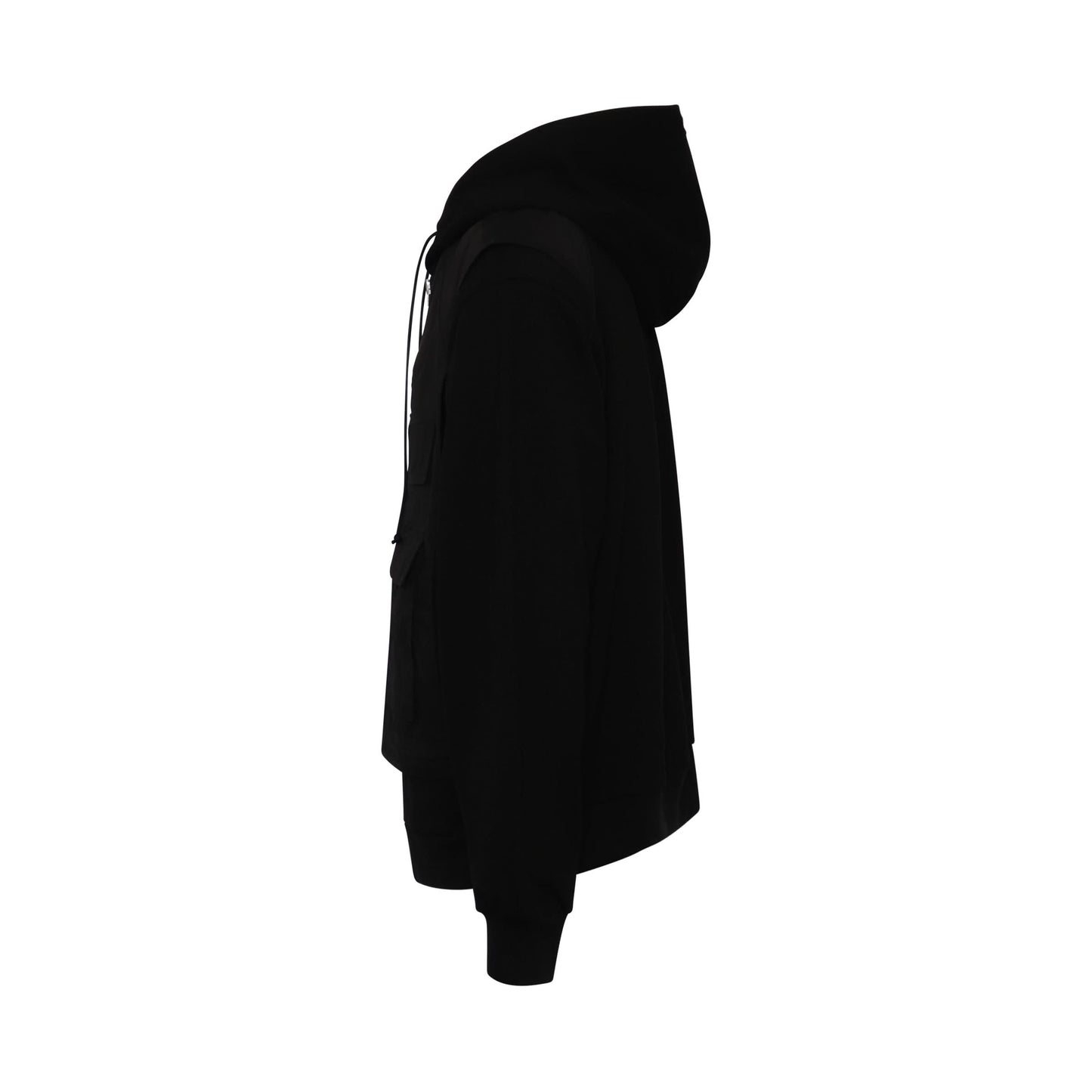 Undetachable Vest Hooded Jacket in Black