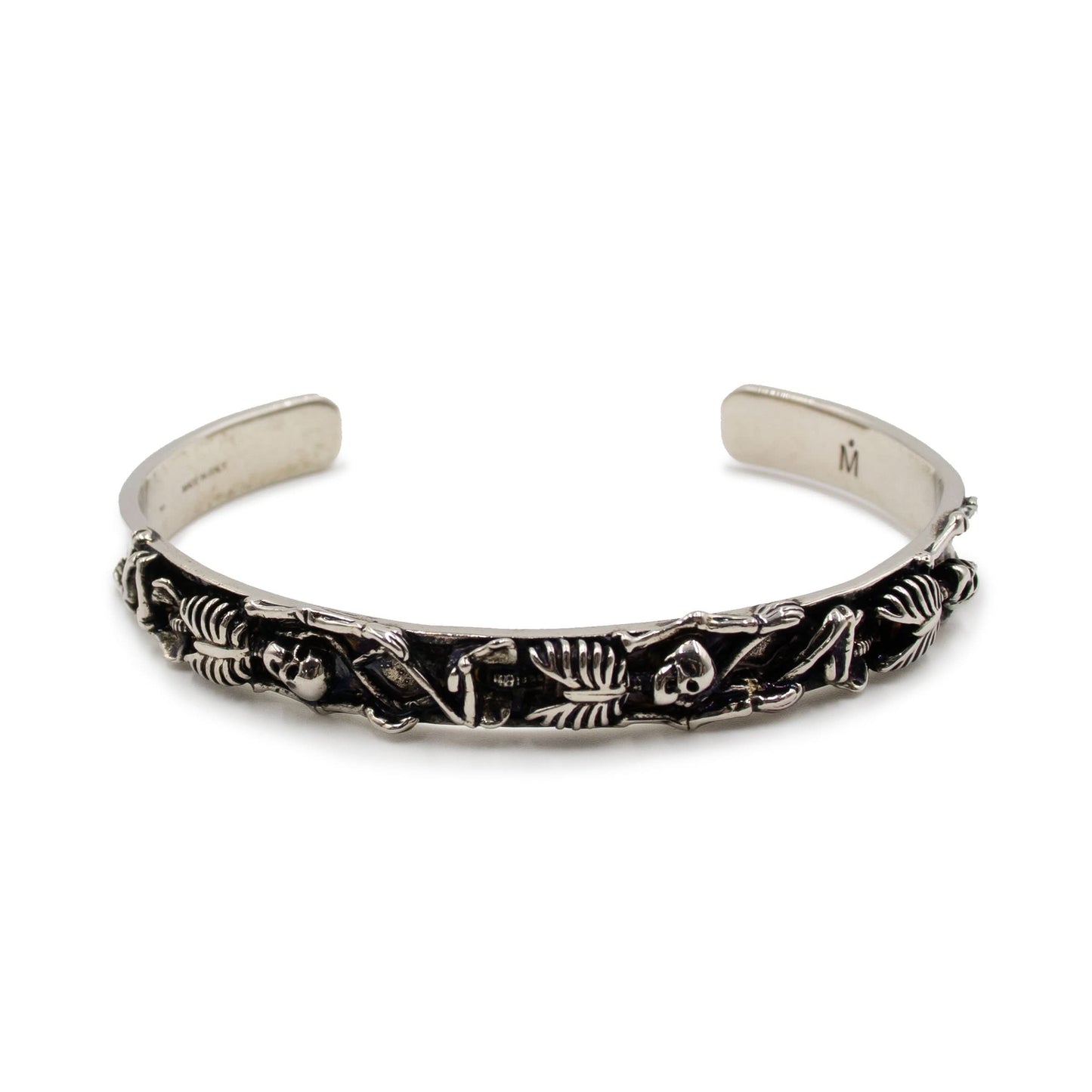 Dancing Skeleton Cuff Bracelet in Silver