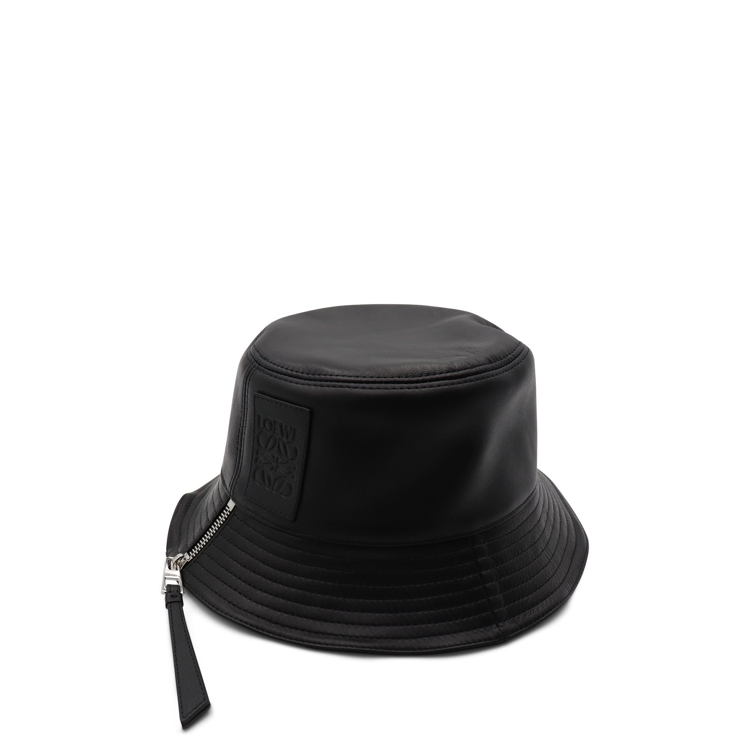 Fisherman Hat in Nappa Calfskin in Black