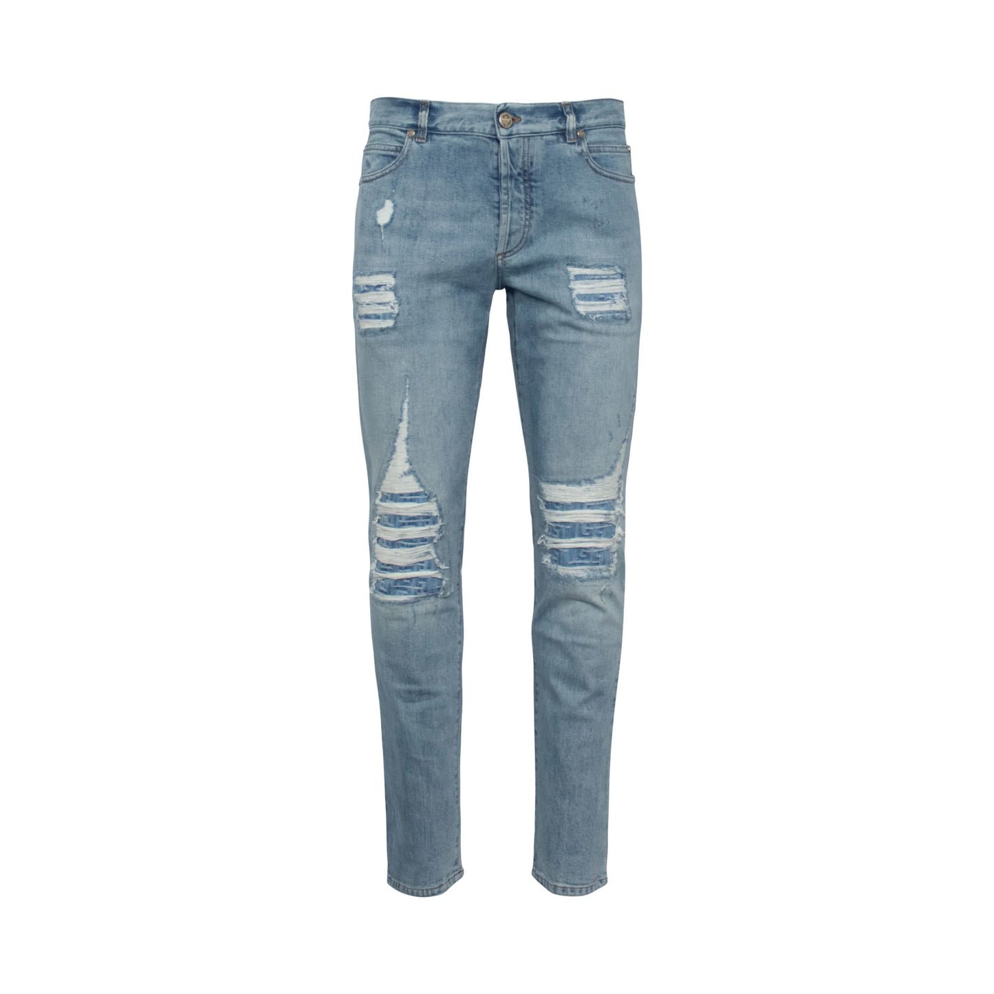 Monogram Destroy Tapered Jeans in Blue