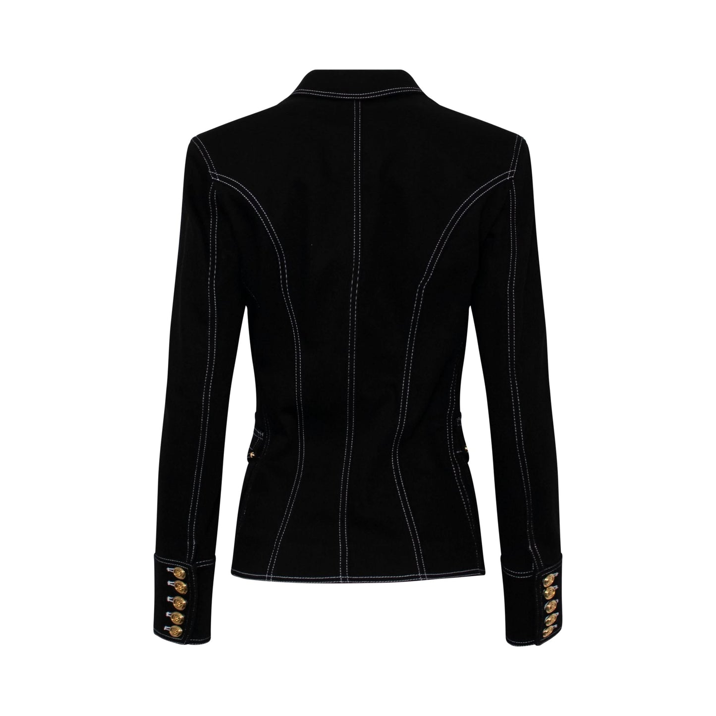 Contrast Stitch Double Breasted Blazer in Black