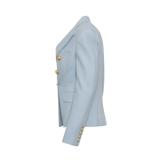 Double Breasted Cotton Pique Blazer in Pale Blue