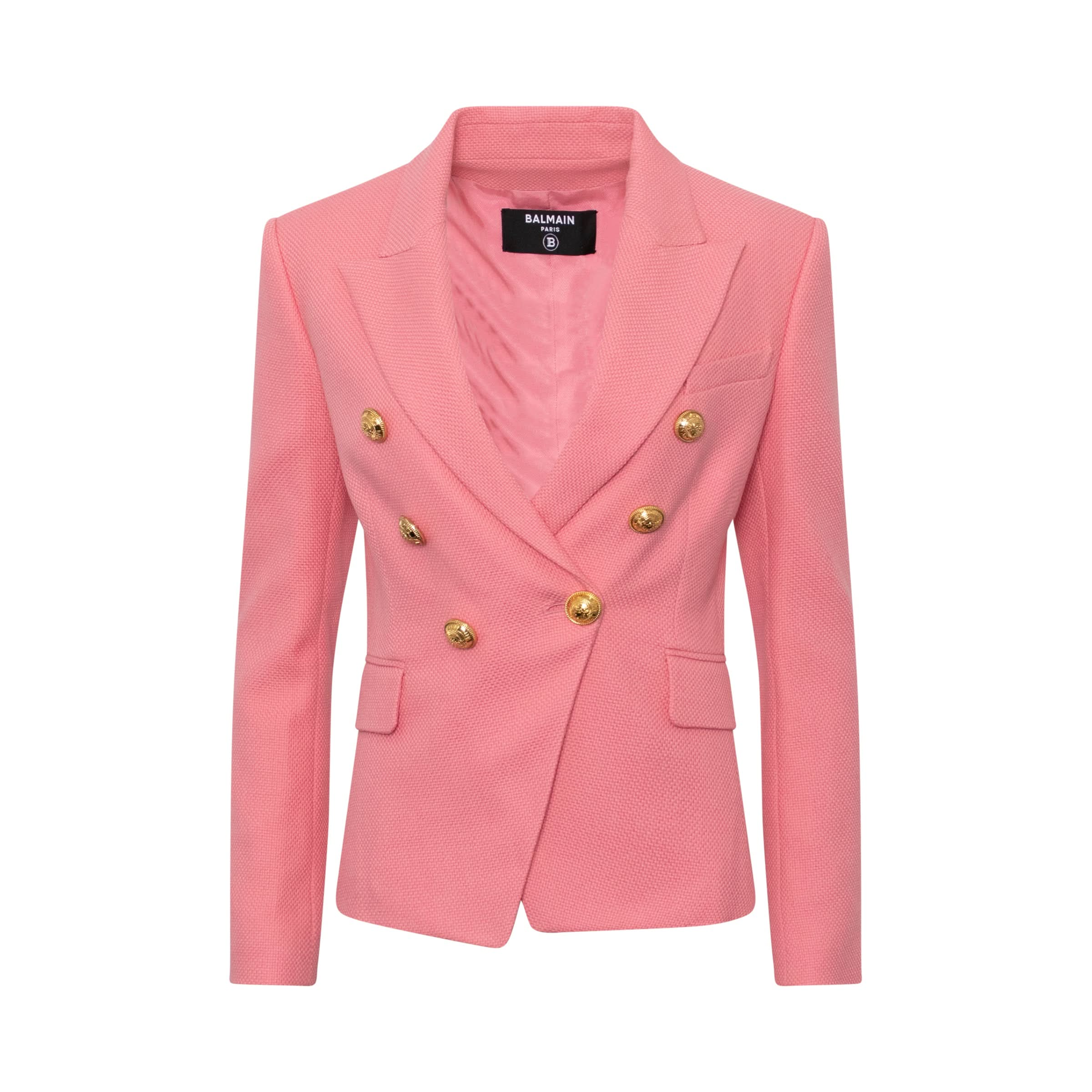 Double Breasted Cotton Pique Blazer in Rose