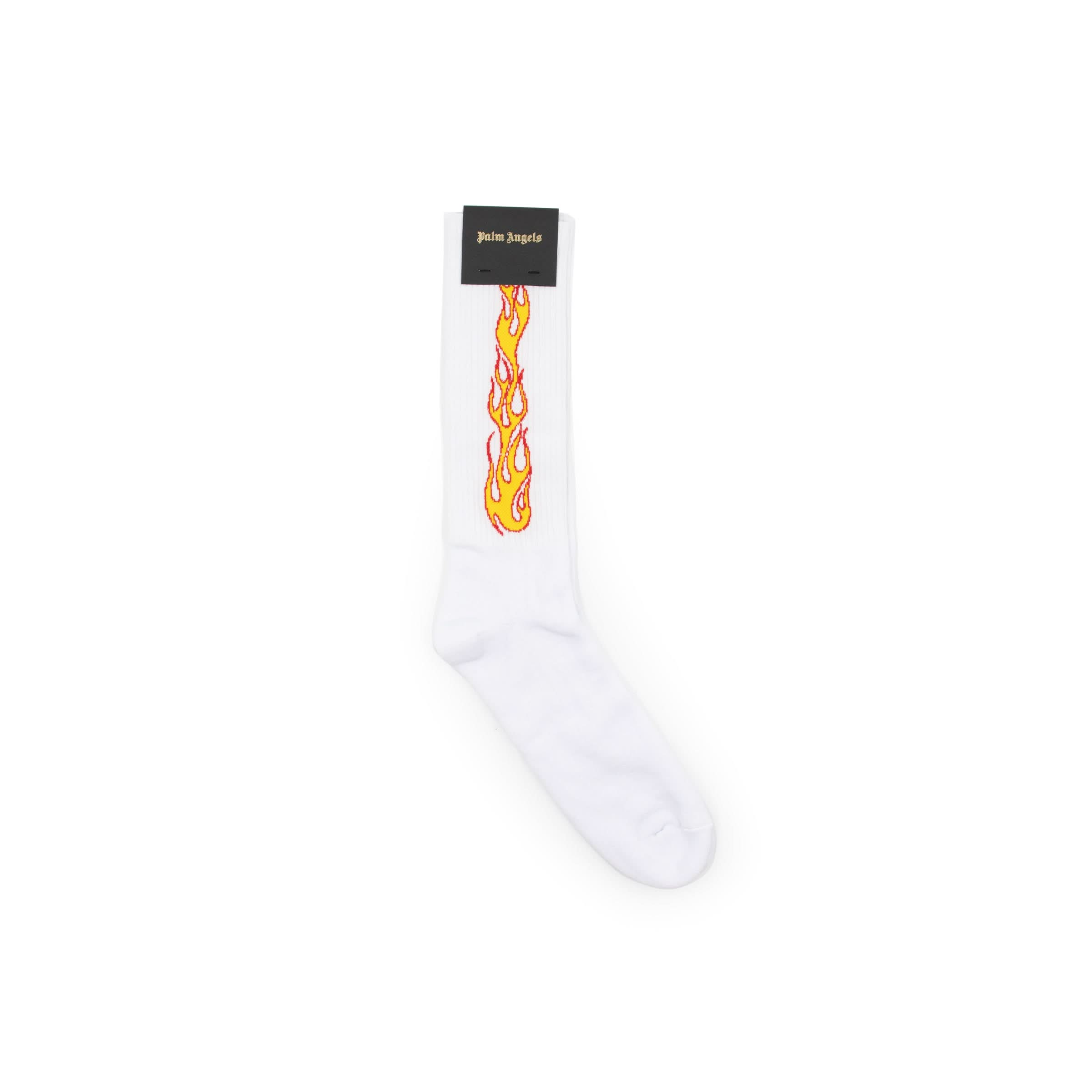 Classic Flames Socks in White/Orange