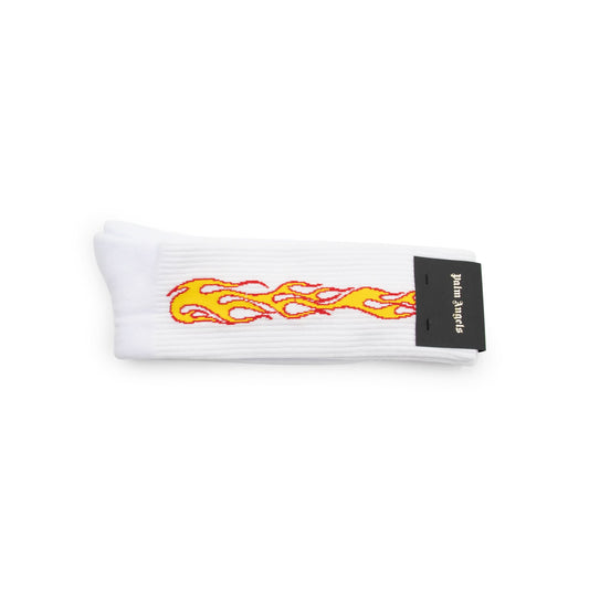 Classic Flames Socks in White/Orange