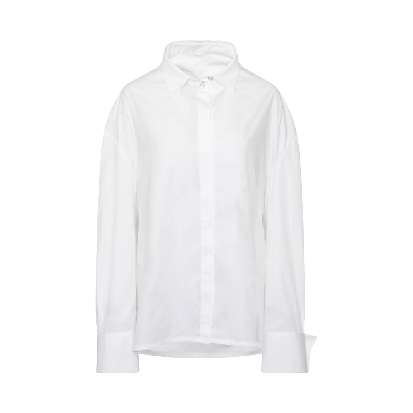 Oversized Shirt With Drapped Collar in White