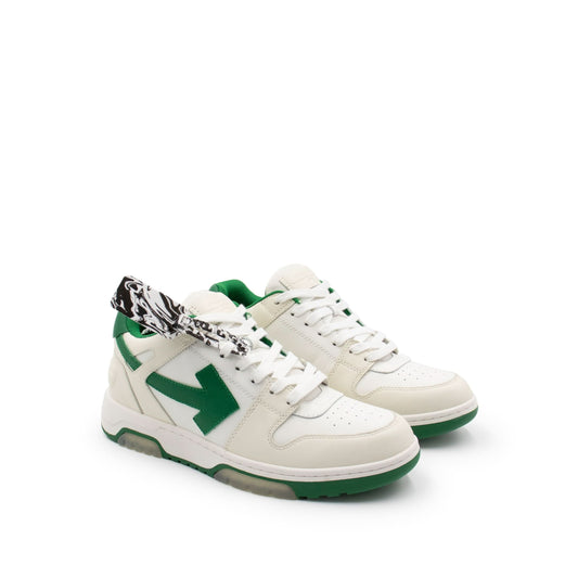 Out Of Office Calf Leather Sneaker in White Green