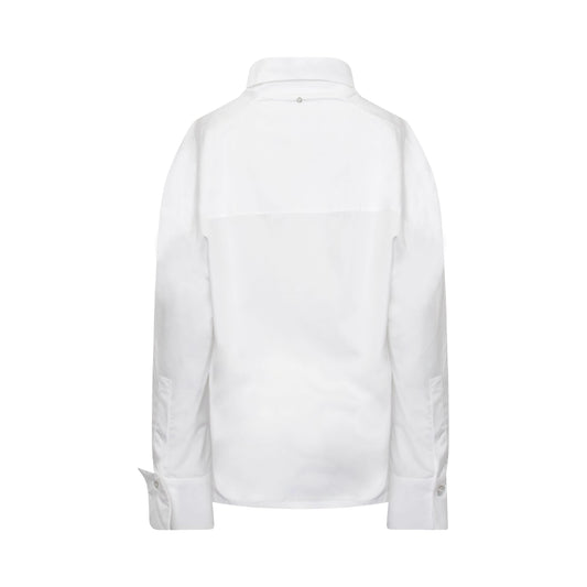 Oversized Shirt With Drapped Collar in White