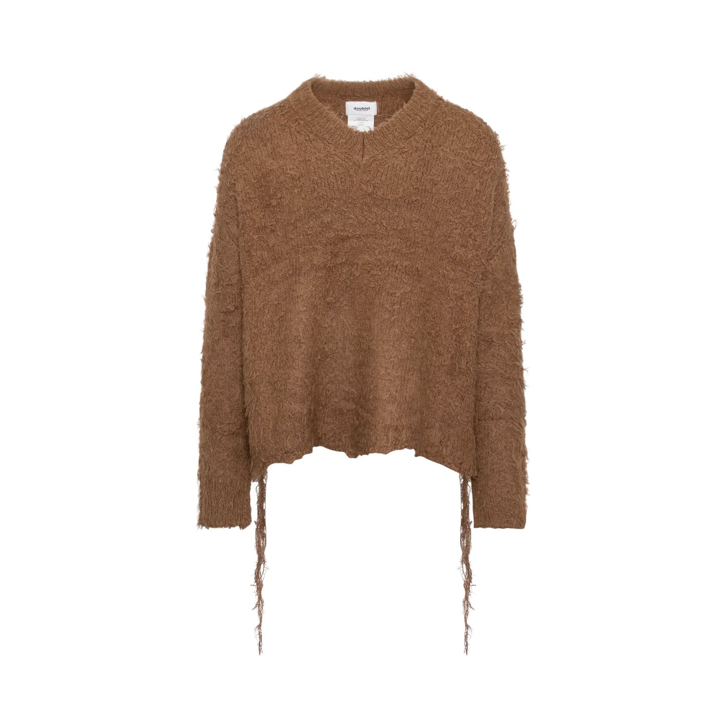 Camel Fur Cut Off Knit Sweater in Camel