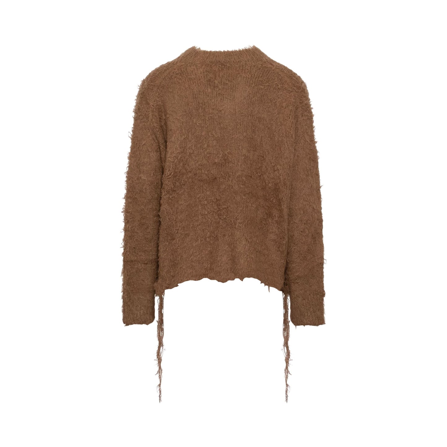 Camel Fur Cut Off Knit Sweater in Camel