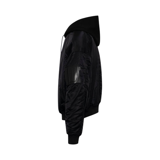 Detachable Hooded Ma1 Jacket in Black