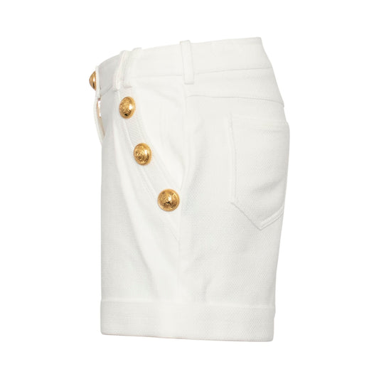 Button Low-Rise Shorts in White