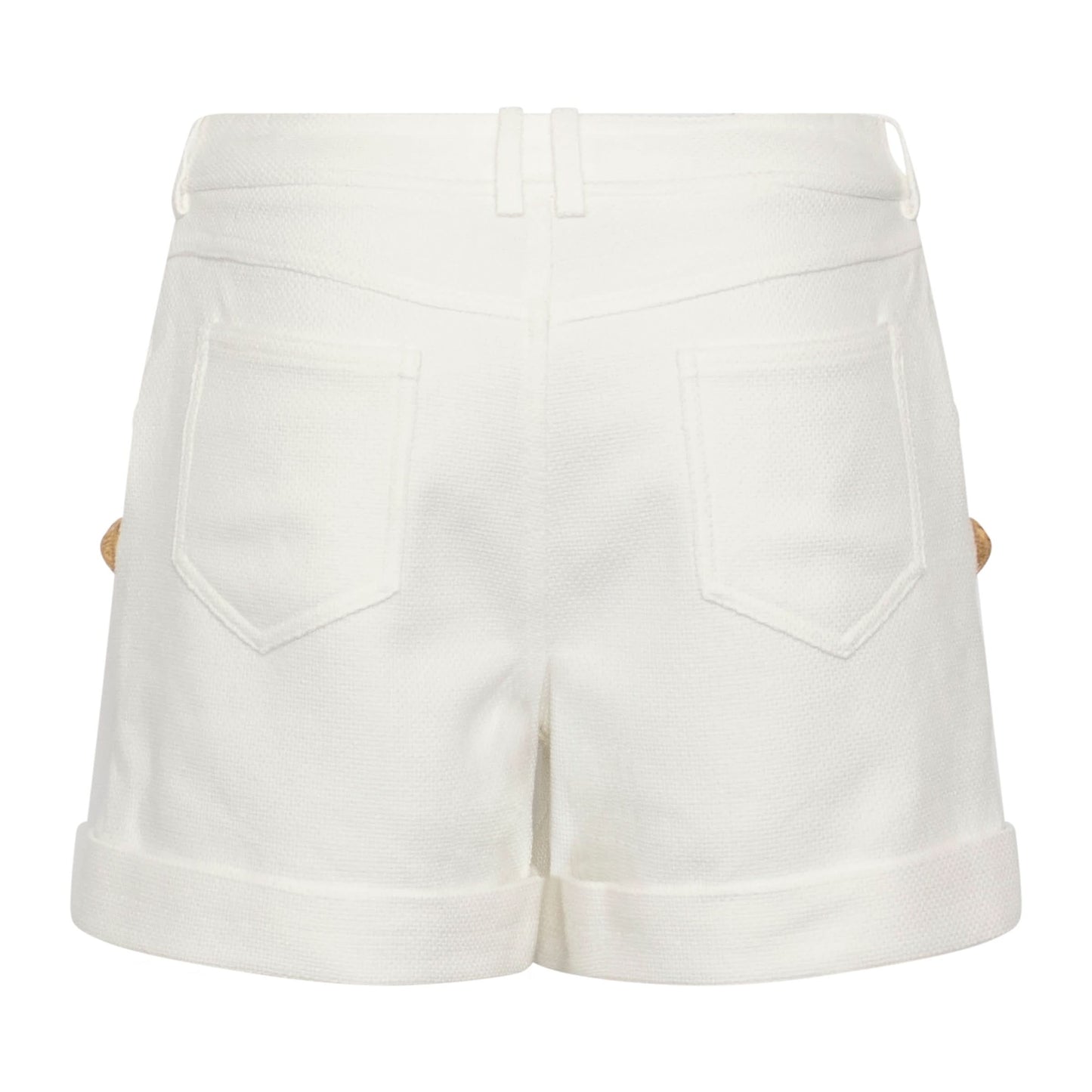 Button Low-Rise Shorts in White