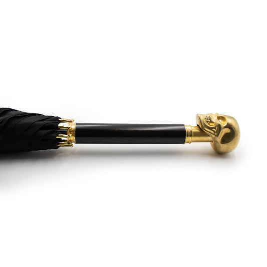 Gold Skull Umbrella in Black