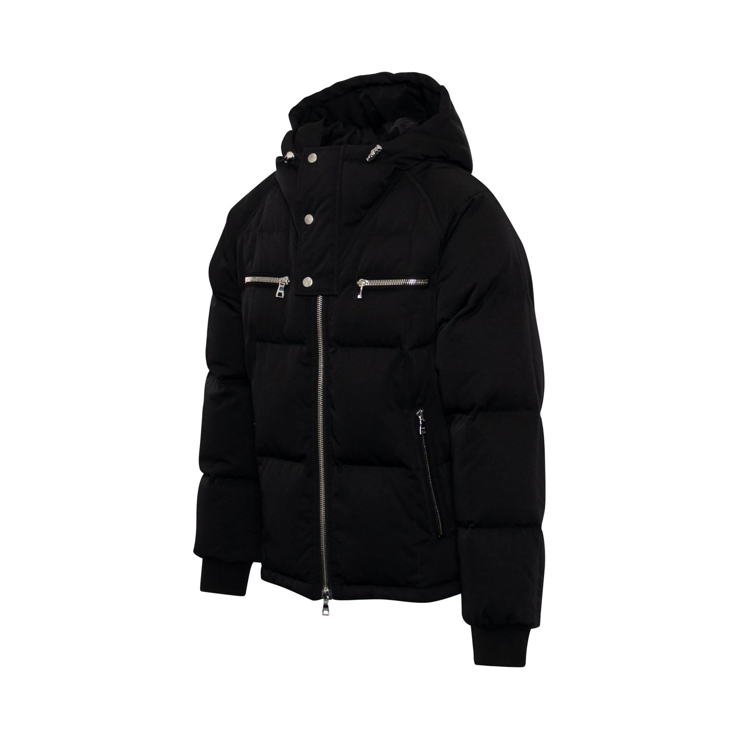 Logo Hooded Puffer Jacket in Black