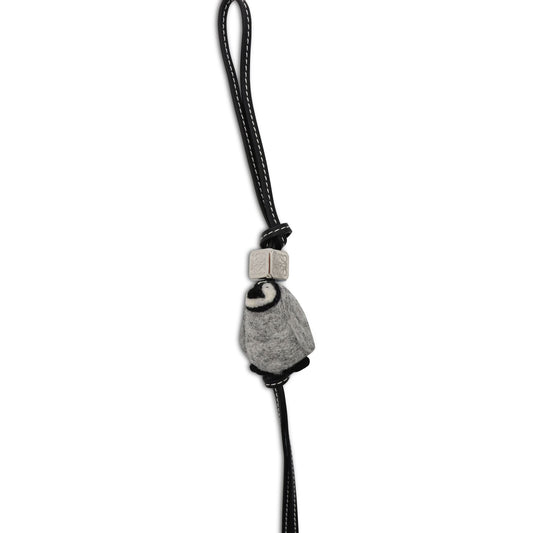 Baby Penguin Charm in Felt And Calfskin in Light Grey