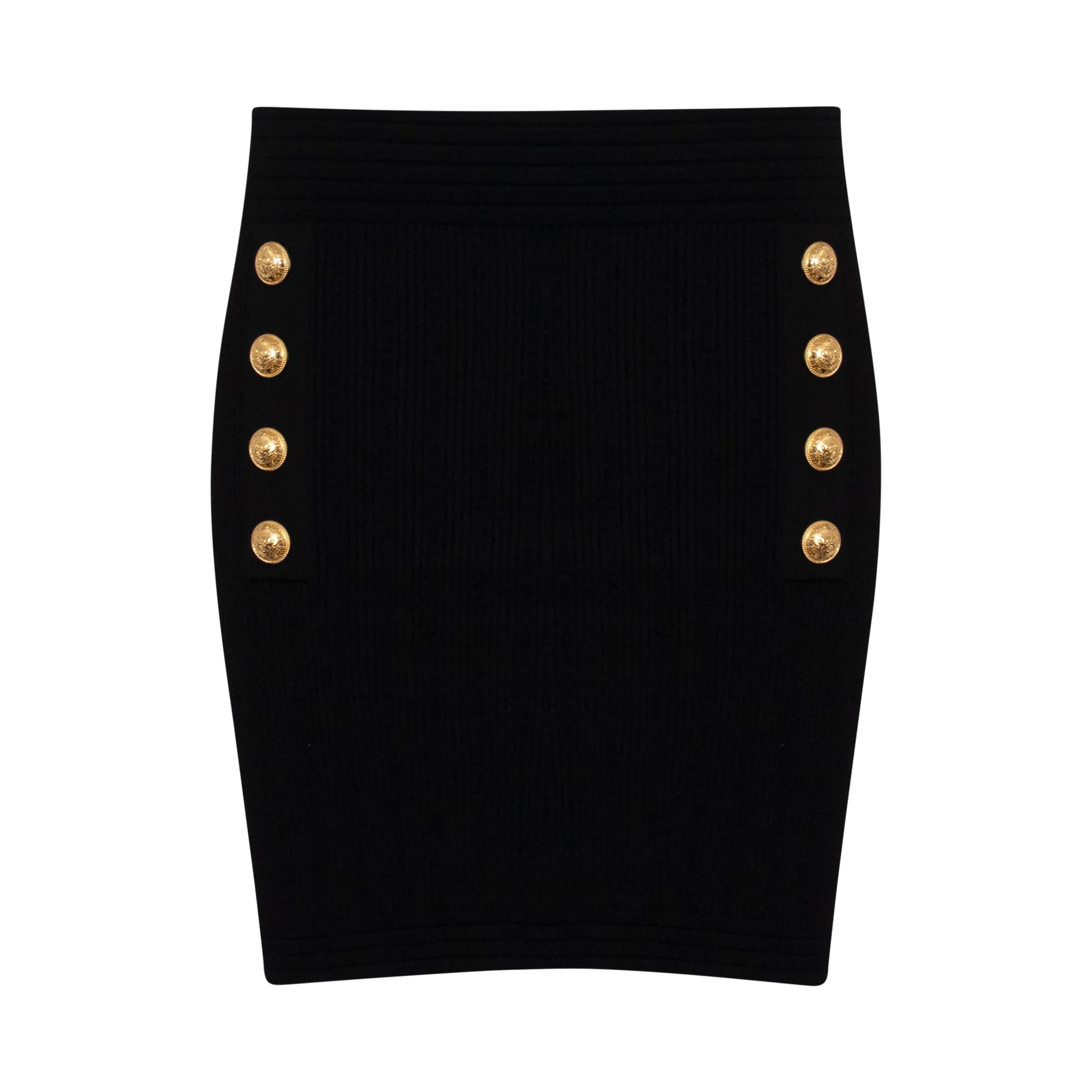 Button Knitted Skirt in Black