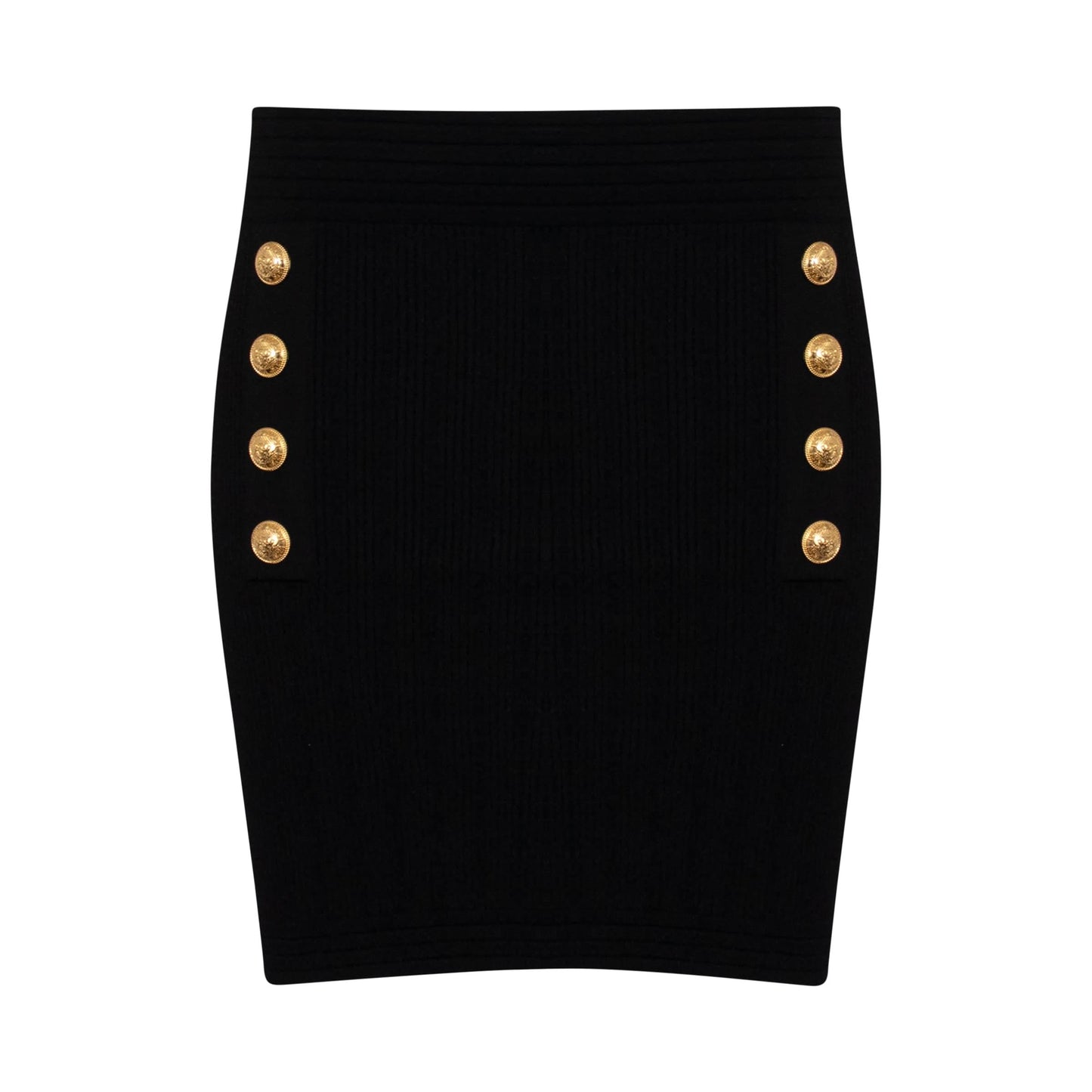 Button Knitted Skirt in Black