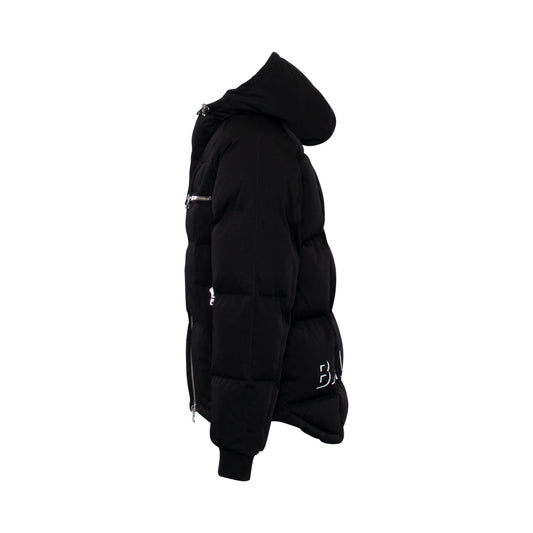 Logo Hooded Puffer Jacket in Black