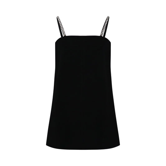 Wool Oversize Sleeveless Mini Dress in Black