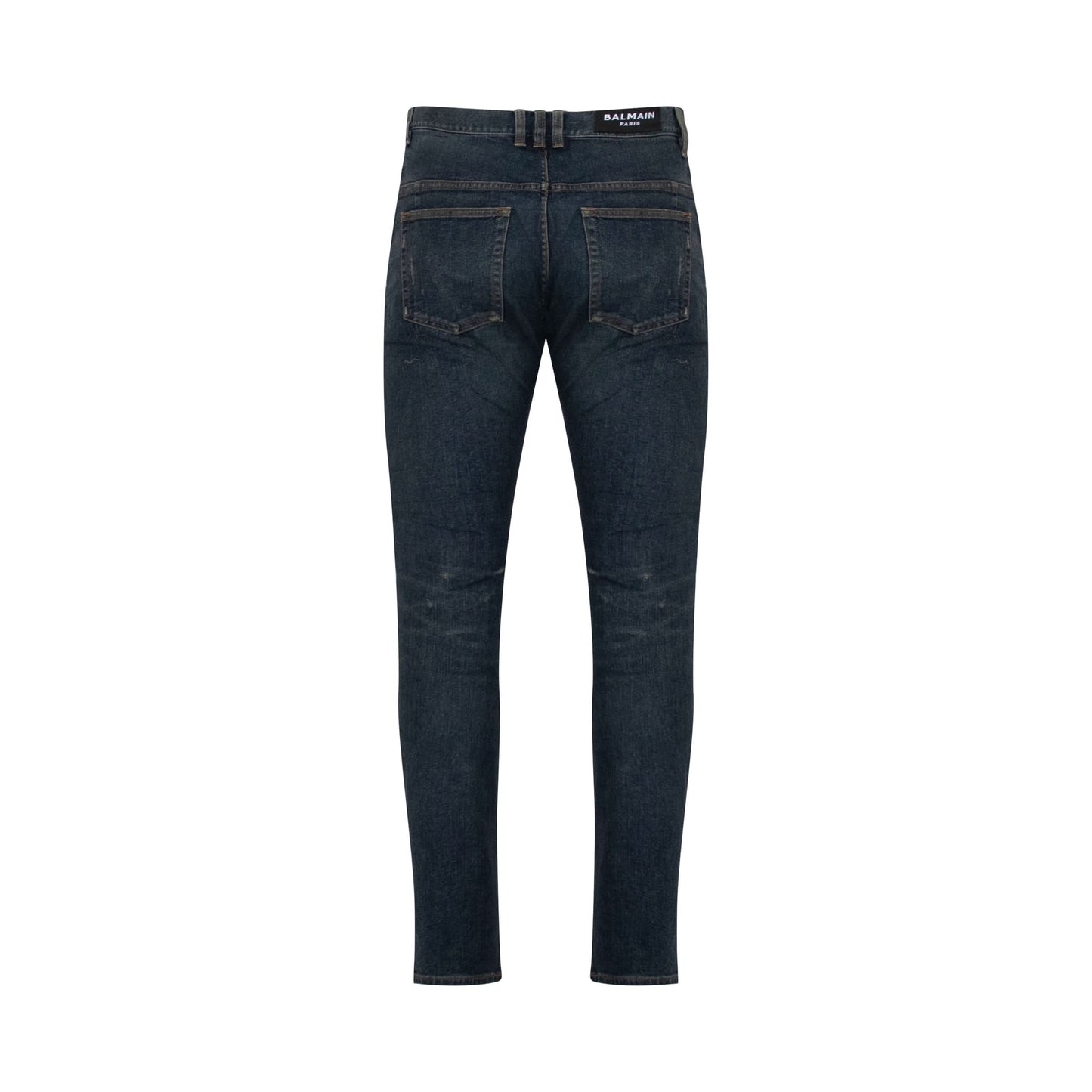 Distressed Effect Slim Jeans in Vintage Blue