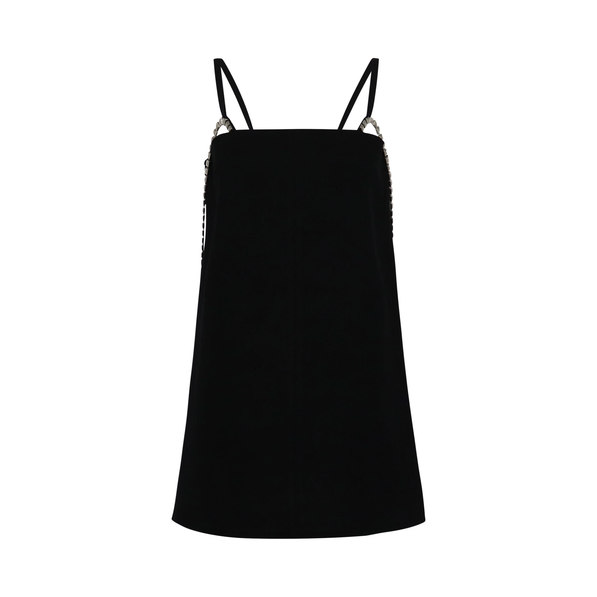 Wool Oversize Sleeveless Mini Dress in Black