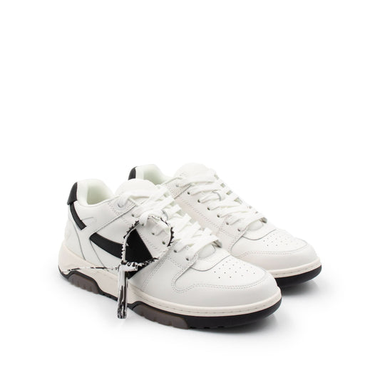 Out Of Office Calf Leather Sneaker in White/Black