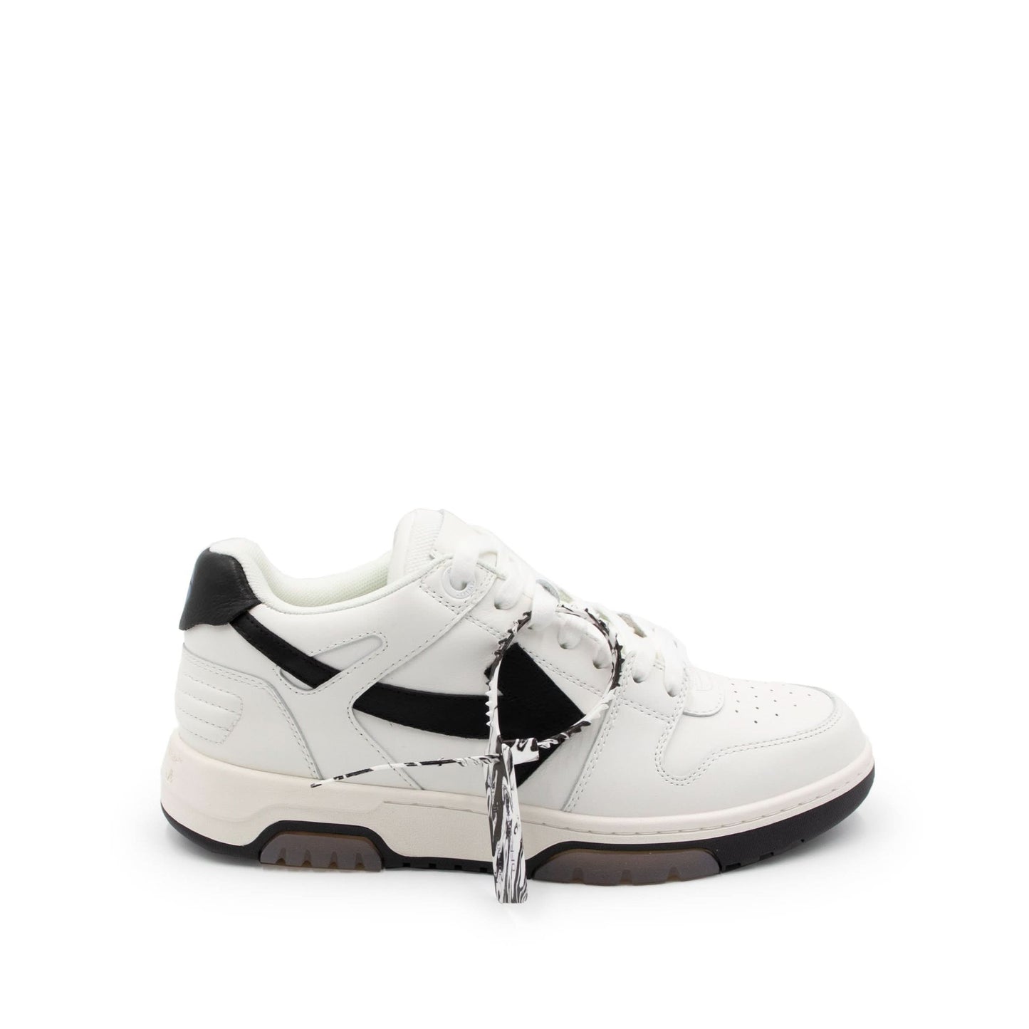 Out Of Office Calf Leather Sneaker in White/Black