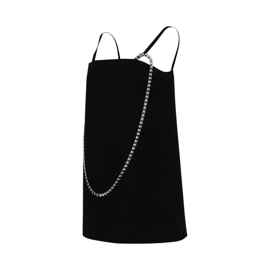 Wool Oversize Sleeveless Mini Dress in Black