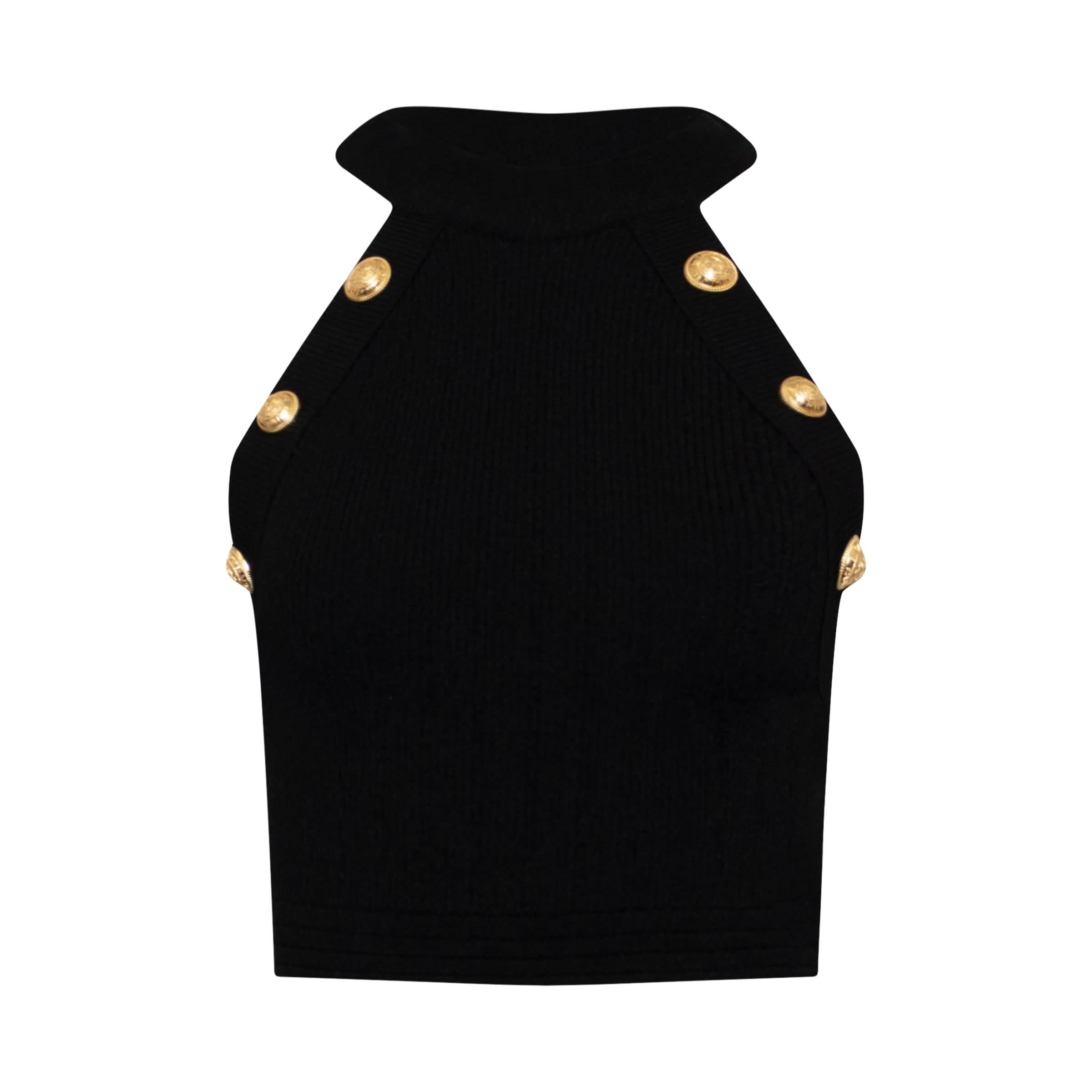 Cropped Sleeveless Knit Top in Black