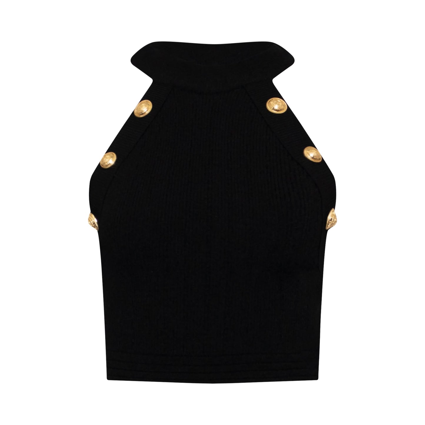 Cropped Sleeveless Knit Top in Black