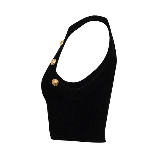 Cropped Sleeveless Knit Top in Black