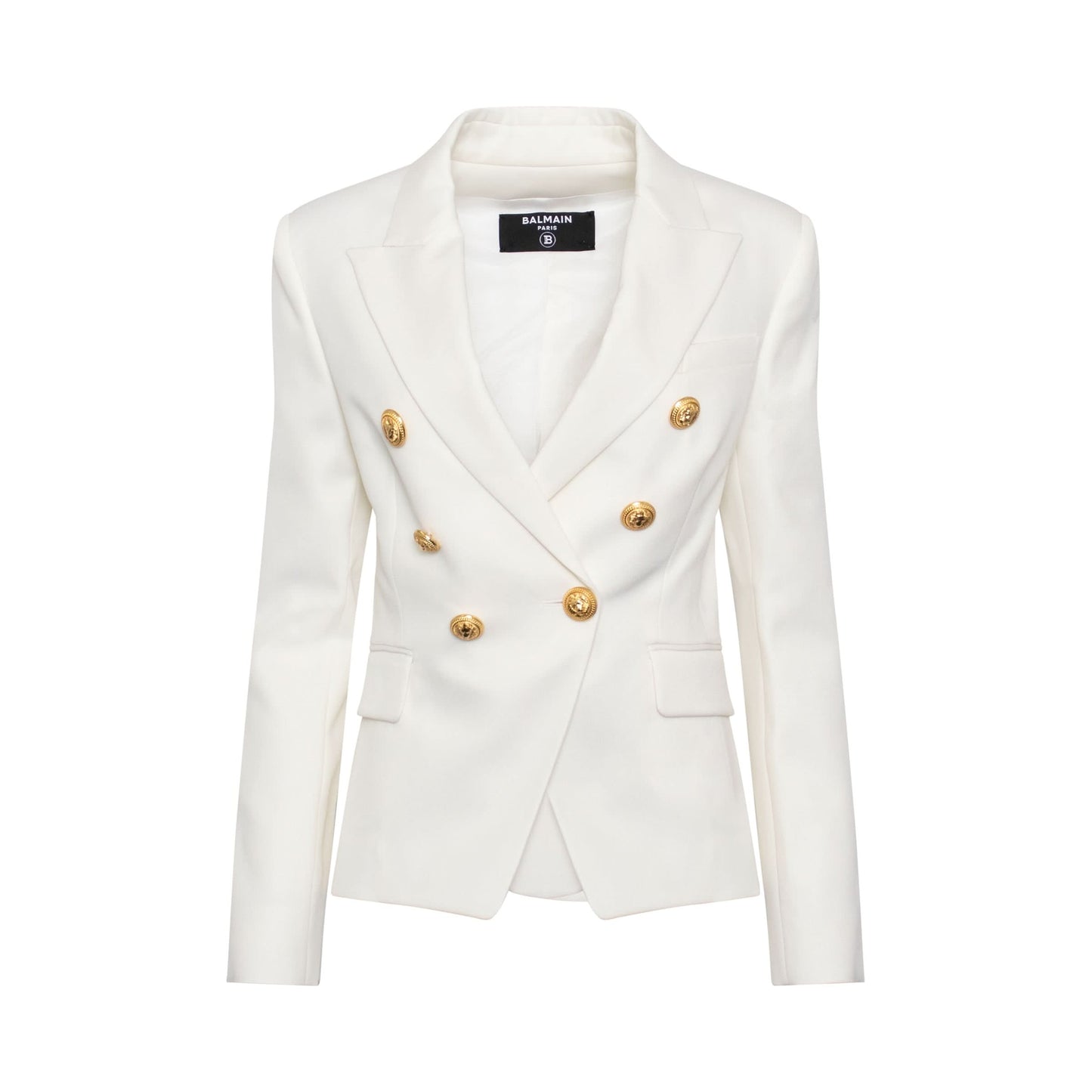 Double Breasted Wool Blazer in White