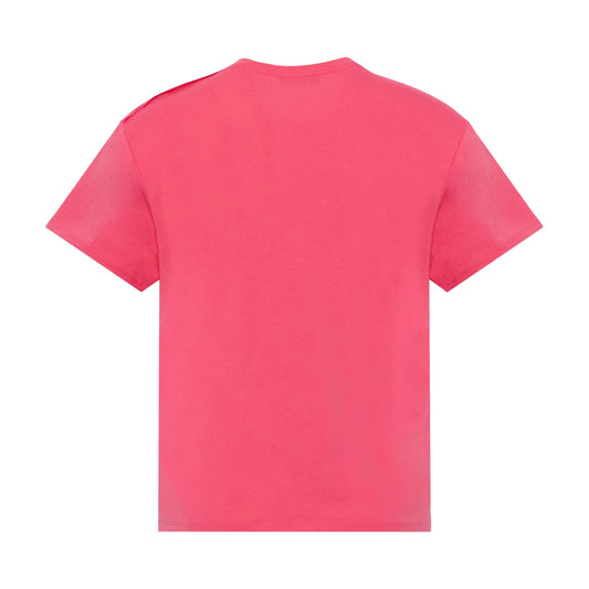 3 Buttons Flocked Logo T-Shirt in Rose/White