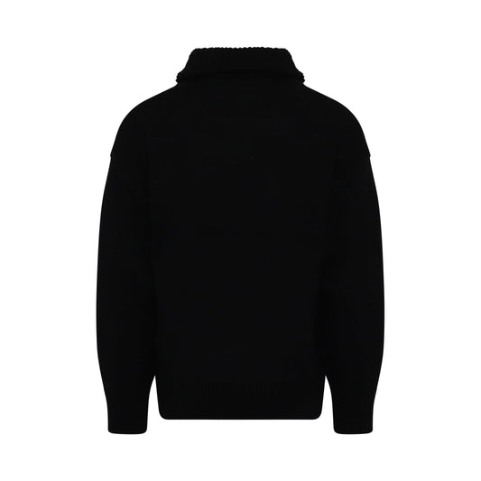 Square Logo Pile Knit Sweater in Black