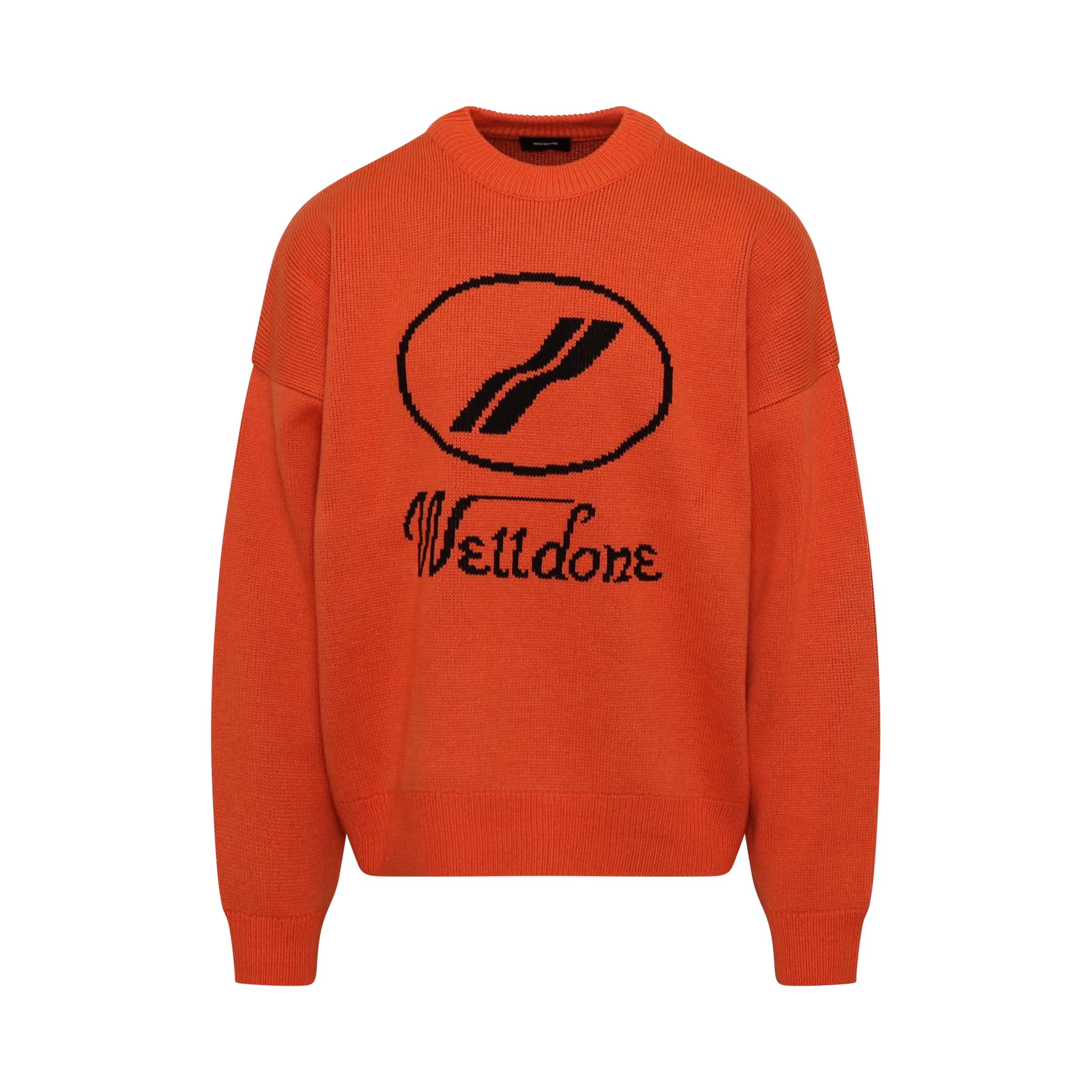 Logo Jacquard Sweater in Orange