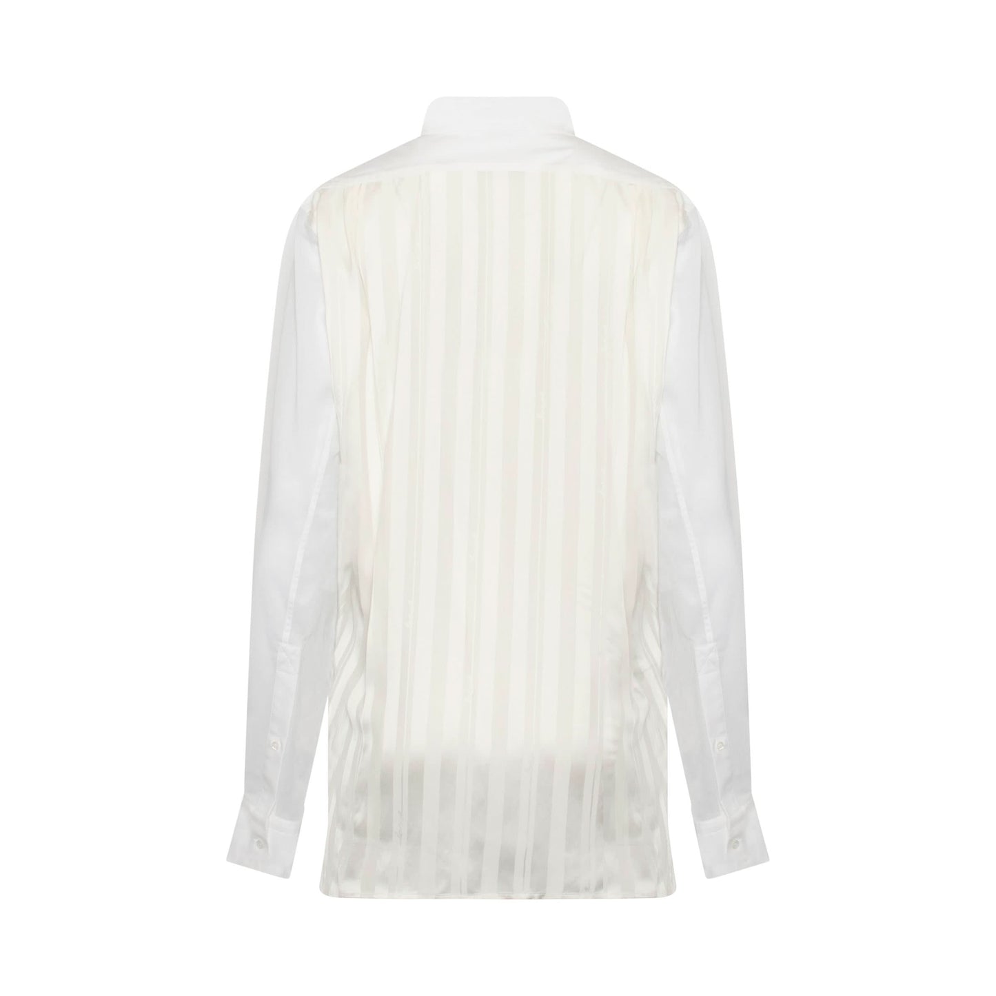 Lace Trim Asymetric Shirt in White