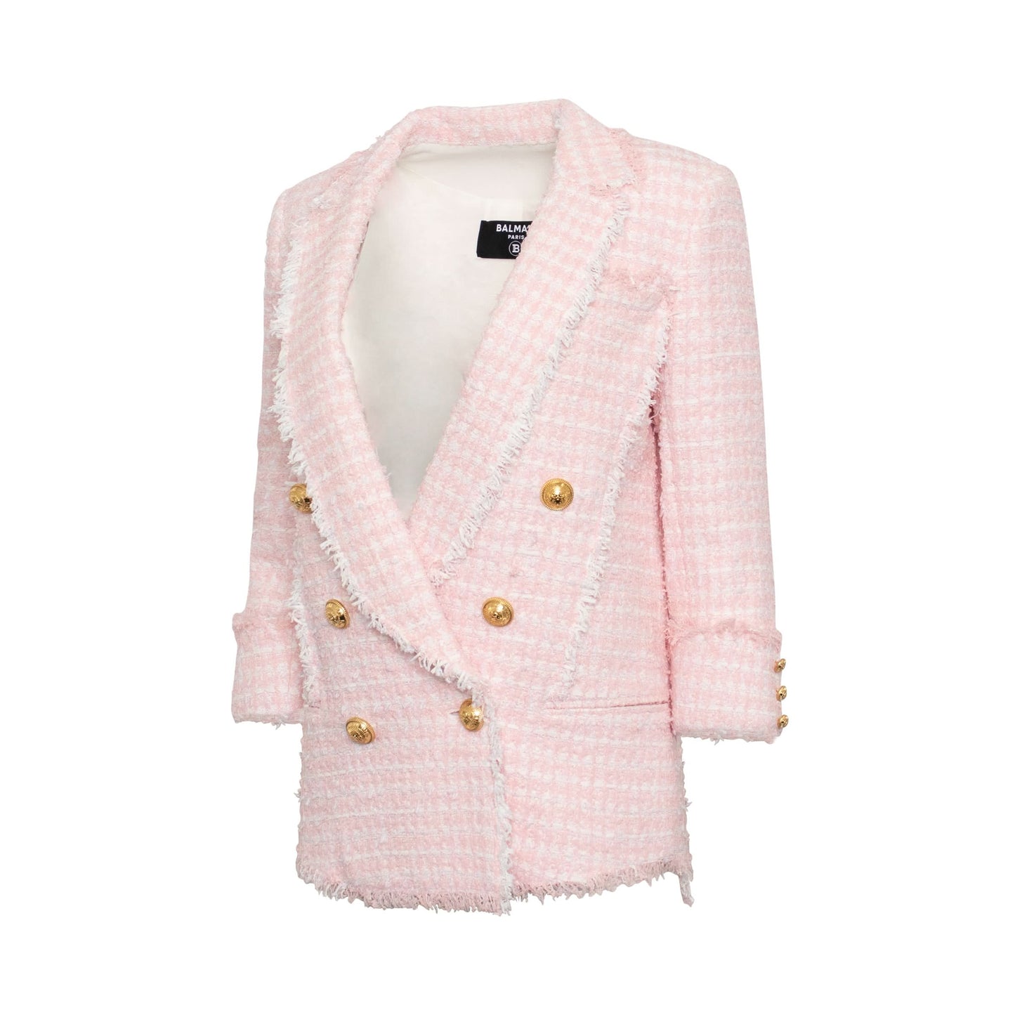 Double Breasted Tweed Pyjama Blazer in Rose