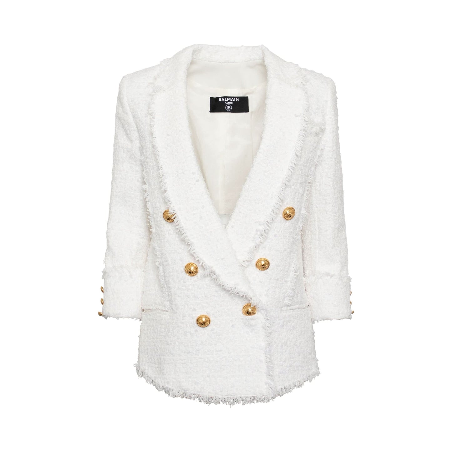 Double Breasted Tweed Pyjama Blazer in White