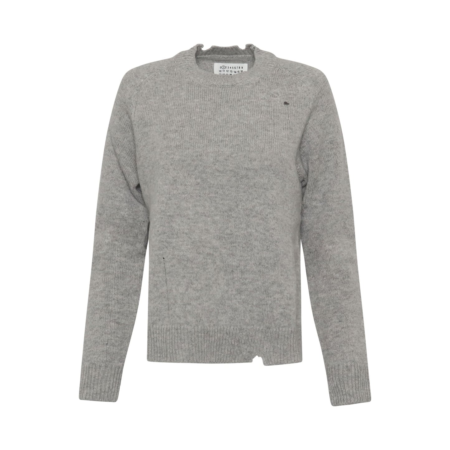 Distressed Effect Raglan Sweater in Grey