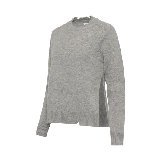 Distressed Effect Raglan Sweater in Grey