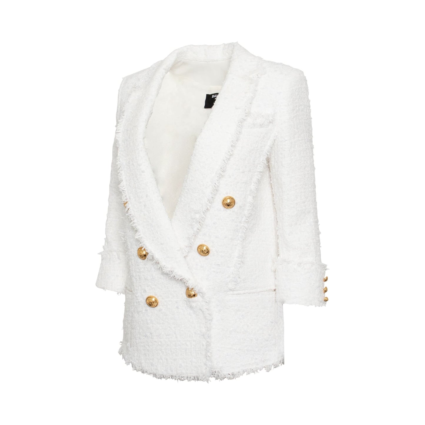 Double Breasted Tweed Pyjama Blazer in White