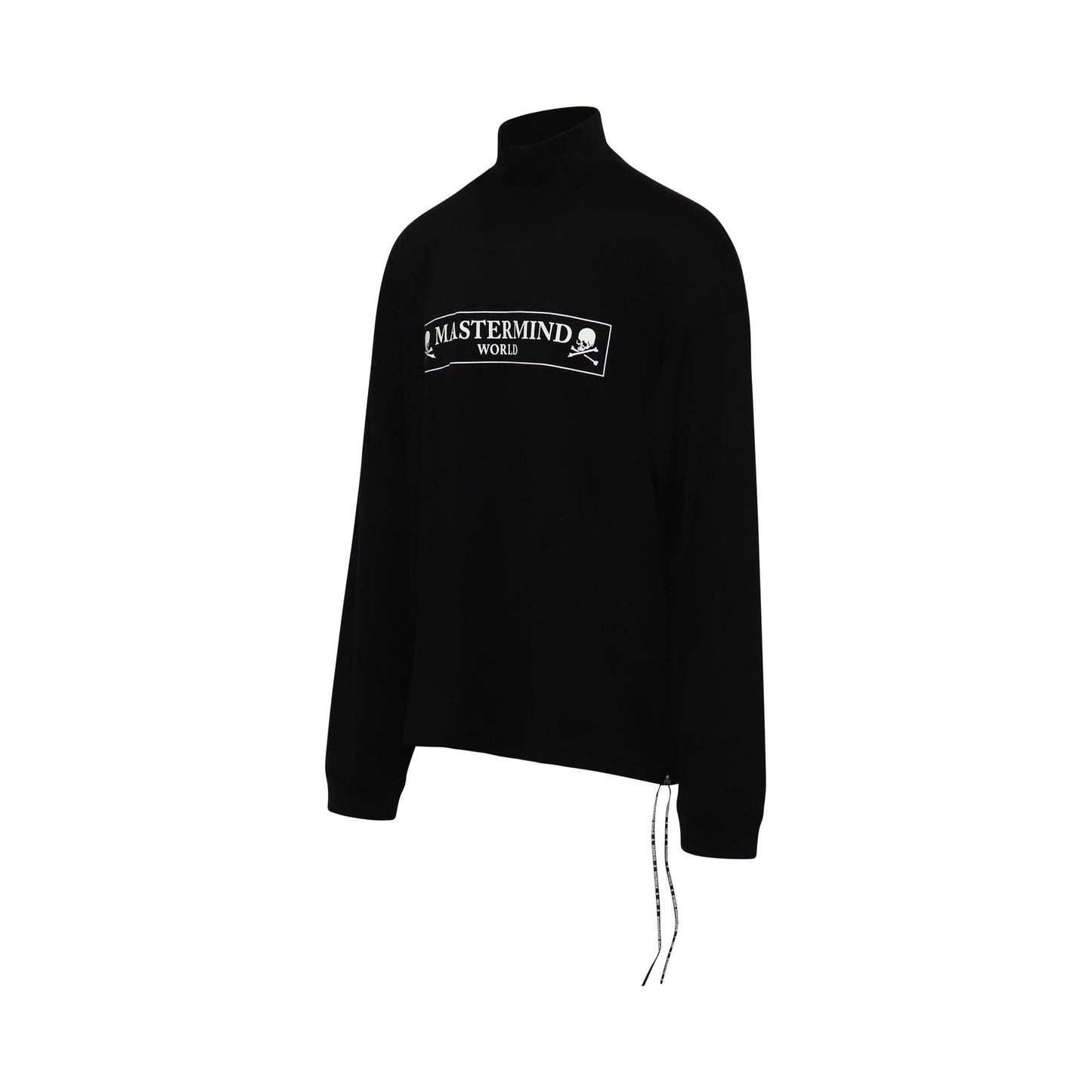 Boxed Logo Hi Neck Long Sleeve Boxy T-Shirt in Black