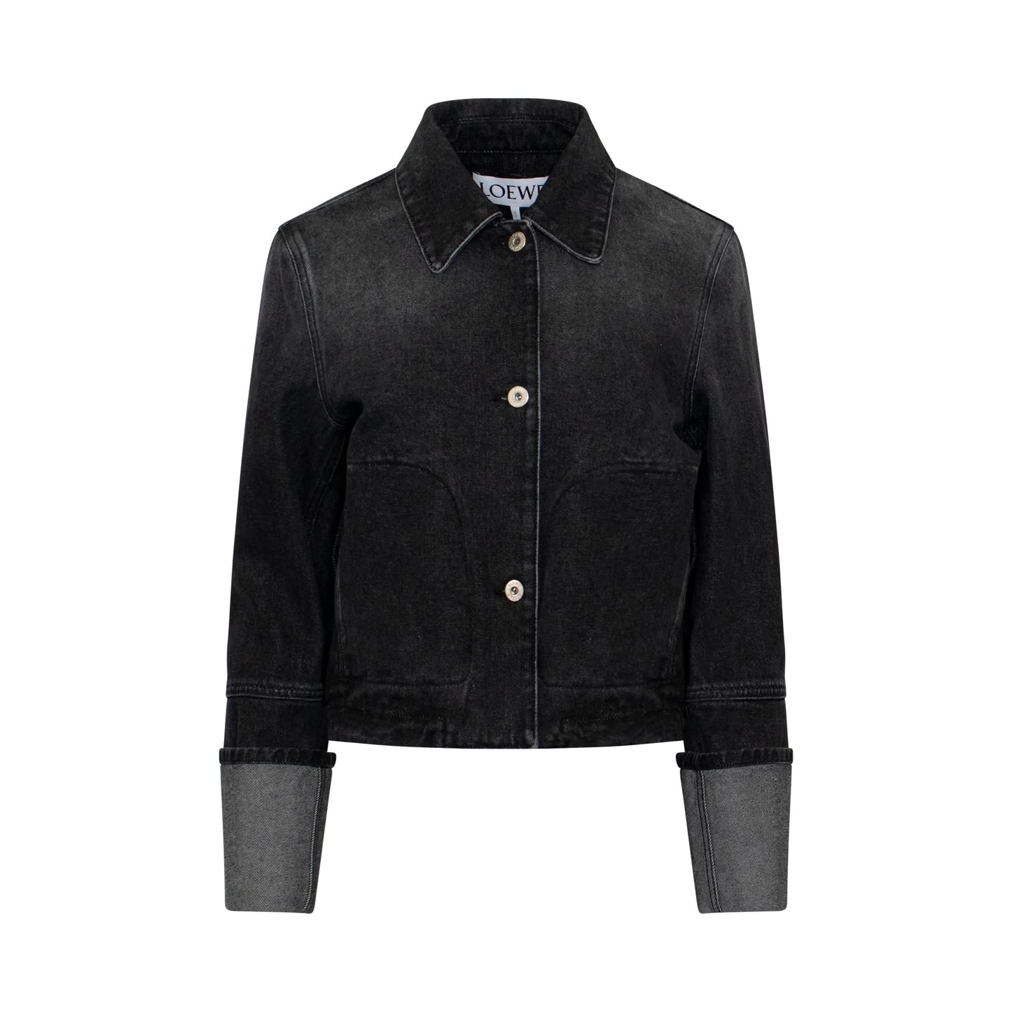 Button Denim Jacket in Black