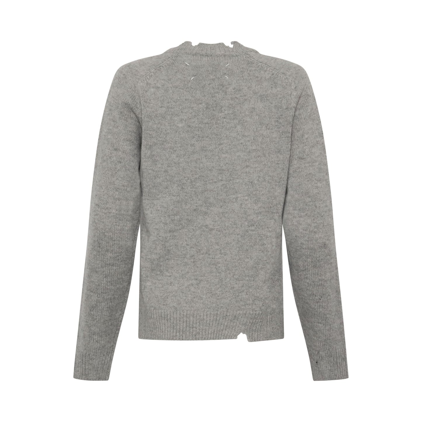 Distressed Effect Raglan Sweater in Grey