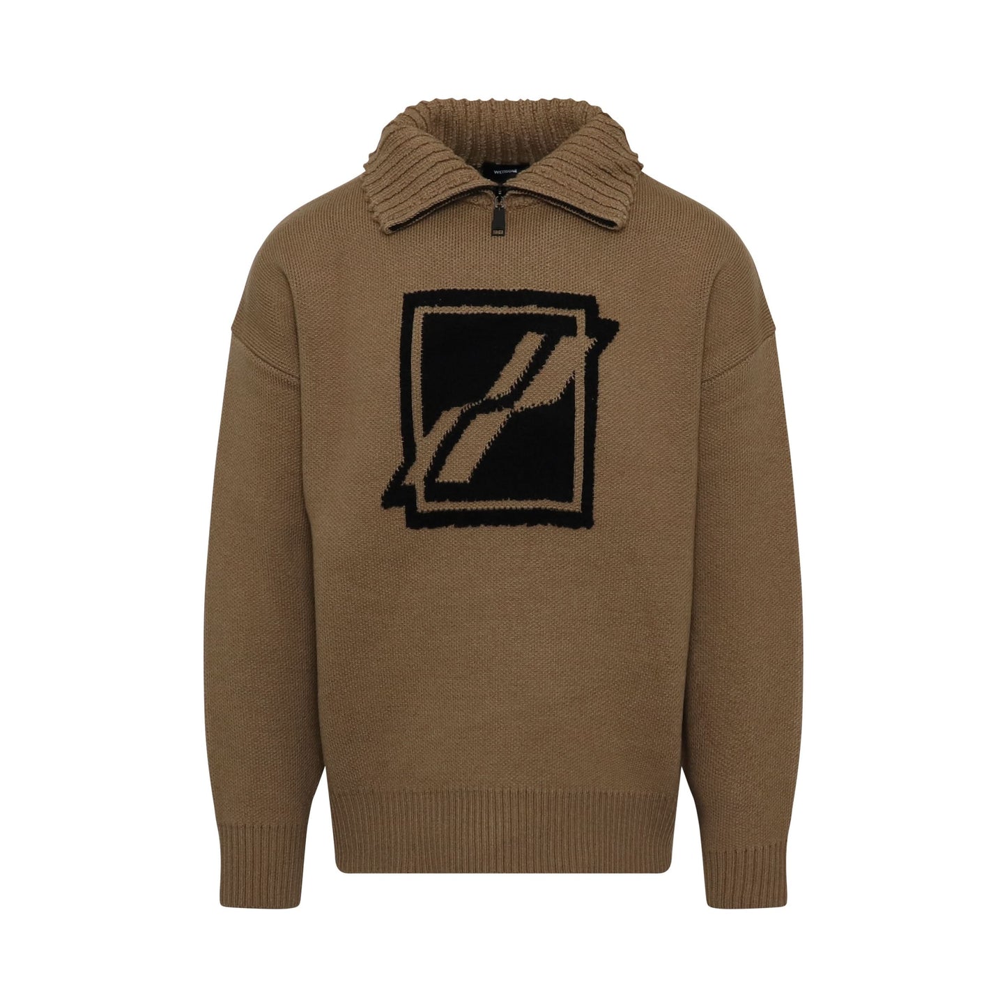 Square Logo Pile Knit Sweater in Brown