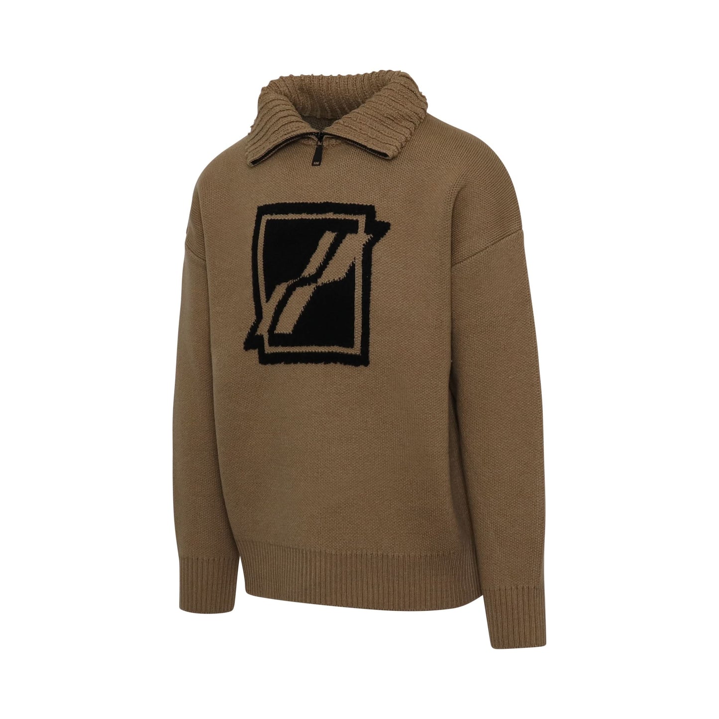 Square Logo Pile Knit Sweater in Brown