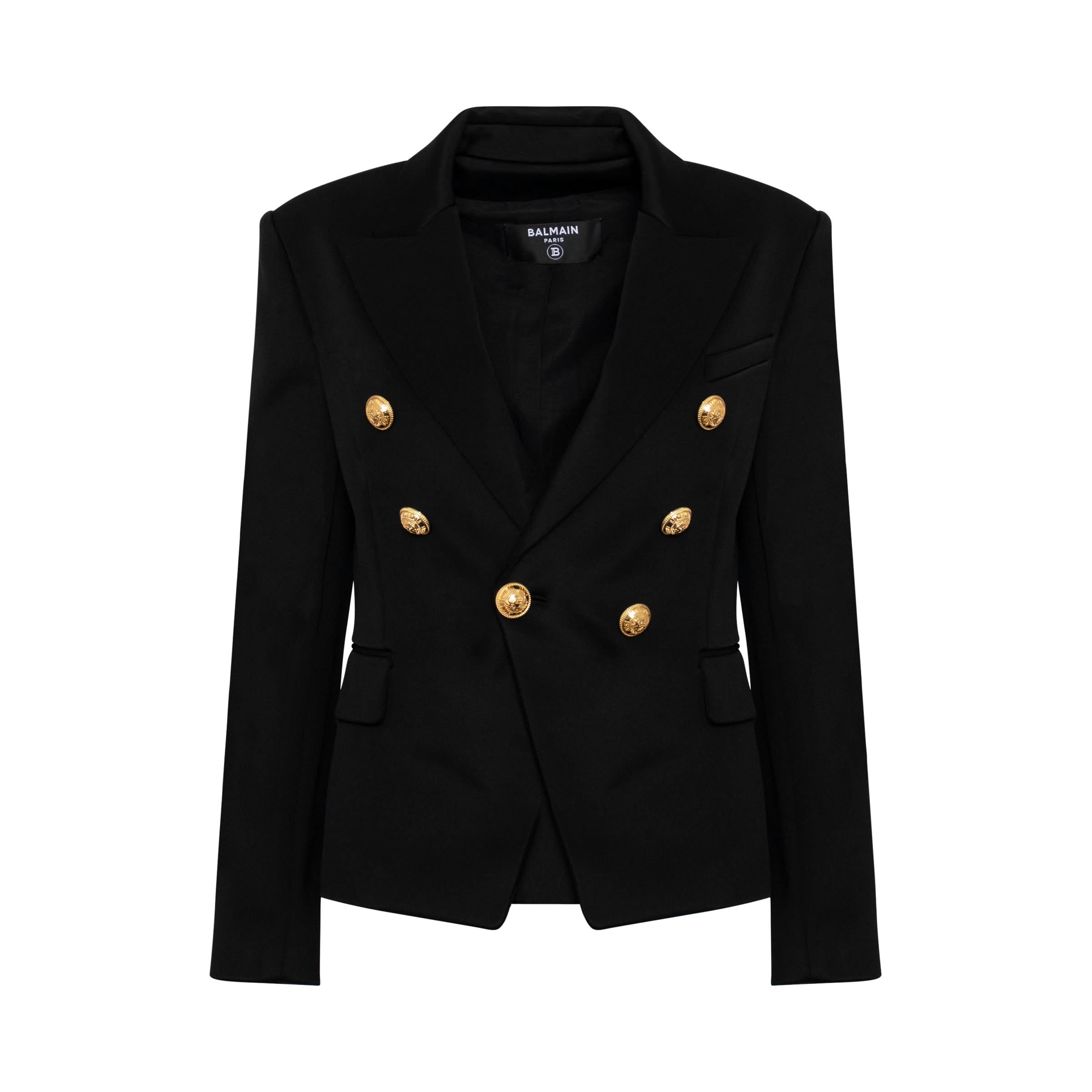 Double Breasted Jersey Blazer in Black