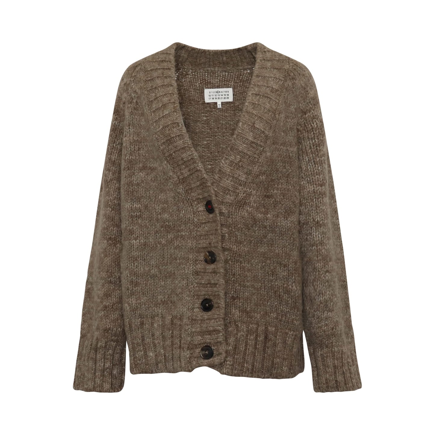 Oversize V-Neck Wool Cardigan in Anthracite