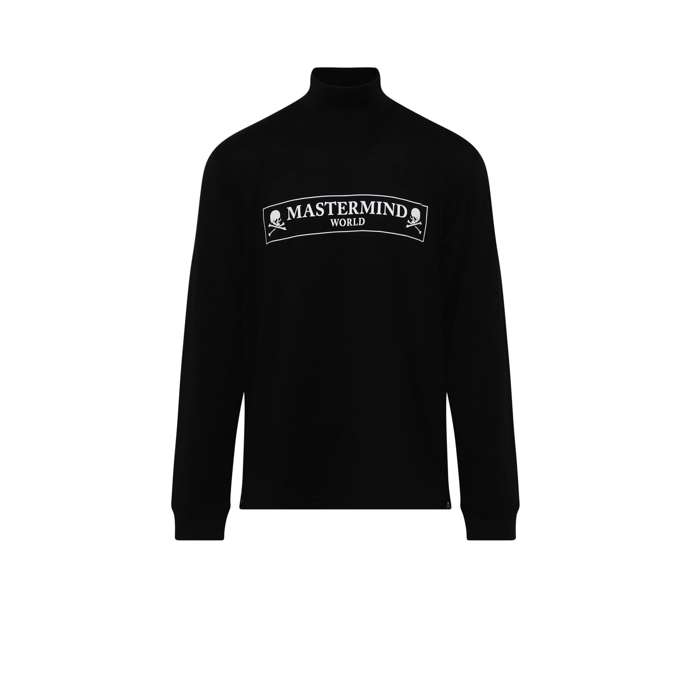 Boxed Logo Hi Neck Long Sleeve T-Shirt in Black